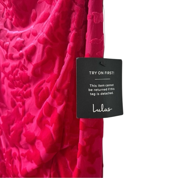NWT Lulu’s Fabulous Darling Fuchsia Burnout Velvet Strapless Dress Size Small - Picture 10 of 11